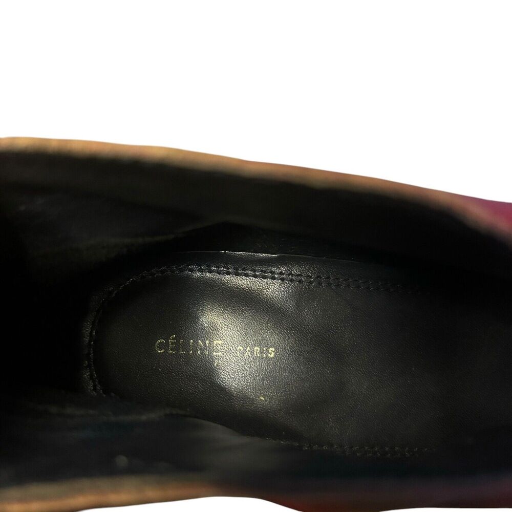 Celine Burgundy Block Heel V neck Boots 37 - Picture 9 of 11